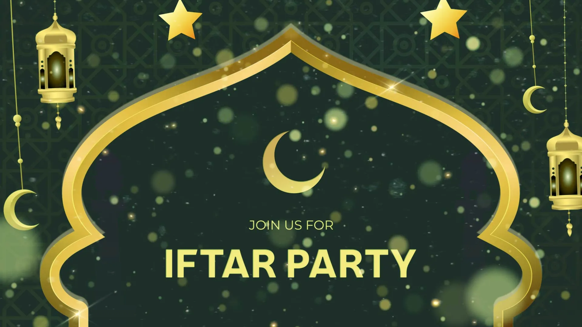 Elegant Golden Lanterns Iftar Party Invite Video